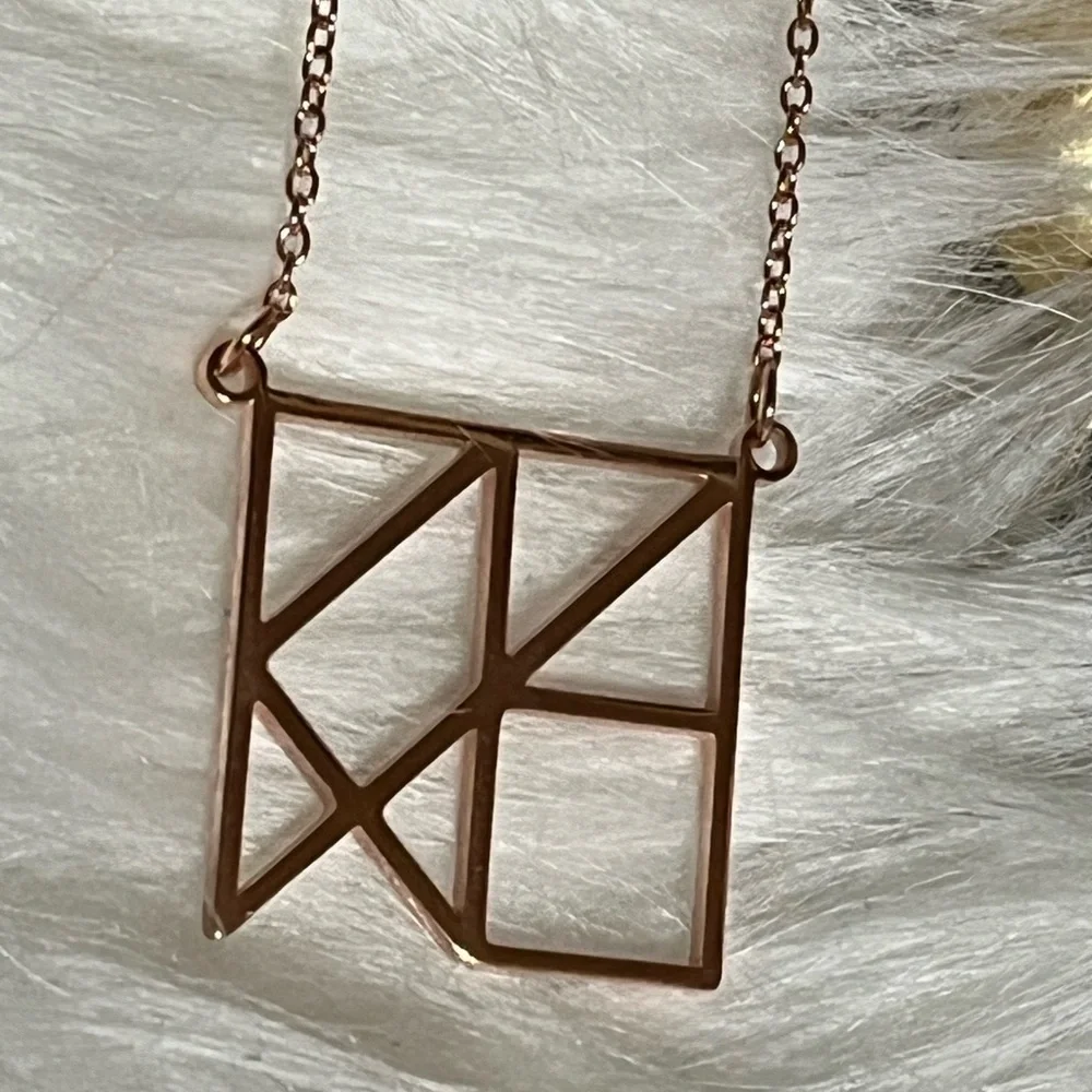 Rose Gold Over Sterling Square Geometric Necklace
